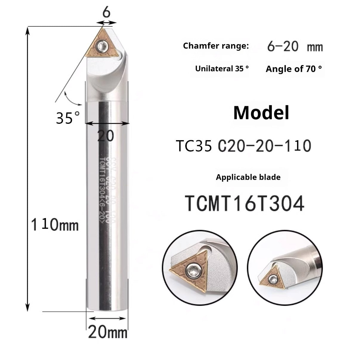 6039 Machining center 15 20 25 30 35 40 45 50 55 60 65 70 75 degree chamfering toolholder TCMT Shandong Denso Pricision Tools Co.,Ltd.